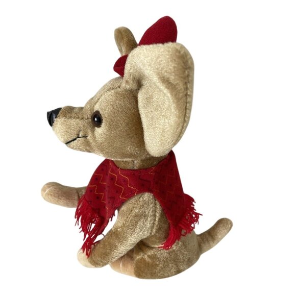 Vintage 1990s Chihuahua Mexican Plush Sombrero Poncho Snuggle Toy DGE Corp - Picture 5 of 9